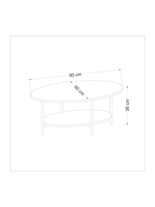 Oval Central Coffee Table Elis Wooden Multicolour M90xP60xH36cm