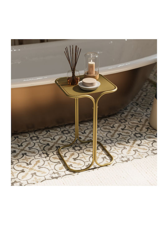 Square Side Table Wooden Gold 30x30x52cm