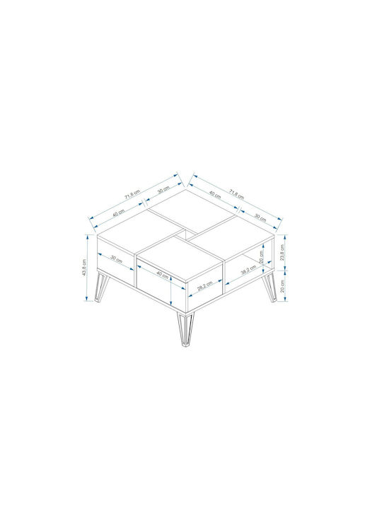 Square Central Coffee Table Nirvana Wooden Pine-Black M71.8xL71.8xH43.8cm