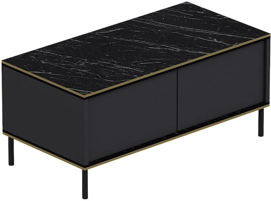 Правоъгълно Централно Кафе Масичка Imaj Marble Effect Черно-антрацит М90xШ45xВ40см