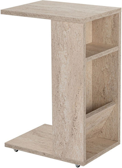 Rechteckiger Beistelltisch Filinta Holz Travertin Beige M30xL40xH63cm