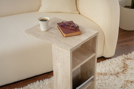 Rechteckiger Beistelltisch Filinta Holz Travertin Beige M30xL40xH63cm