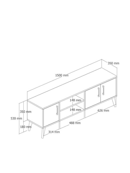 TV-Ständer Oak M150xP35xH53cm
