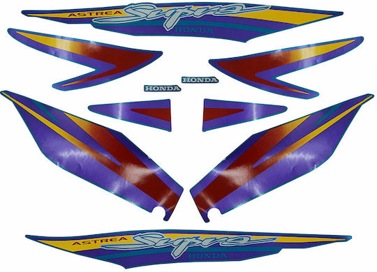 Honda Astrea Supra Blauen Motorrad-Aufkleber-Set