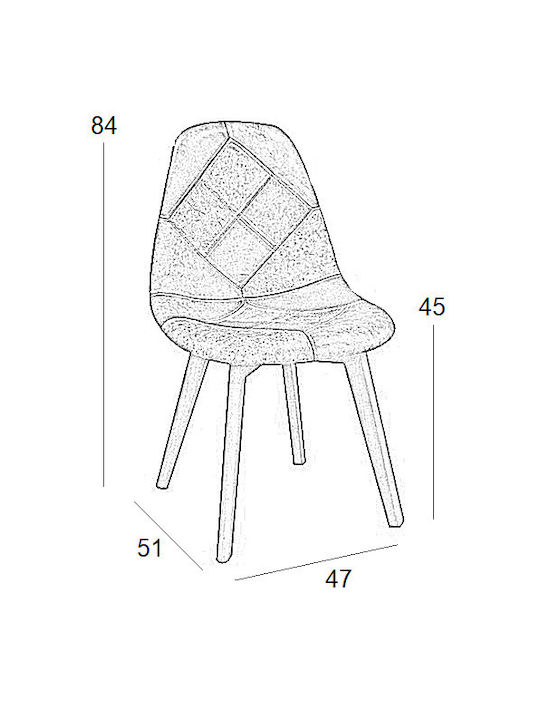 Palmyra Plus Dining Room Wooden Chair Patchwork 47x50x82cm 4pcs