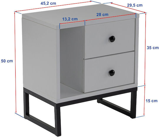 Nachttisch Glimmer Gelb 45.2x29.5x50cm