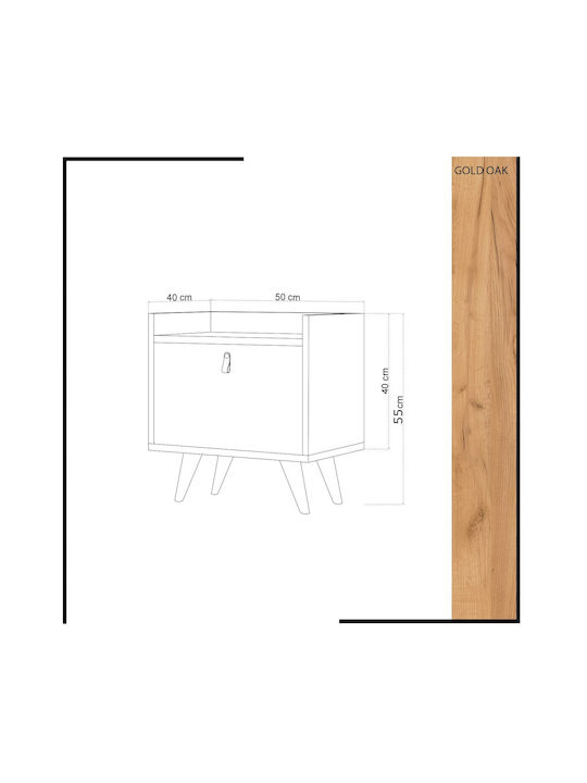 Dopo Wooden Bedside Table Beige 55x50x55cm
