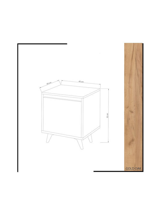 Piona Wooden Bedside Table White 45x40x52cm