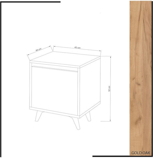 Κομοδίνο Piona Ξύλινο Λευκό 45x40x52cm
