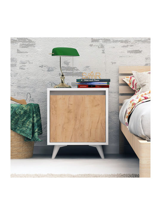 Piona Wooden Bedside Table White 45x40x52cm