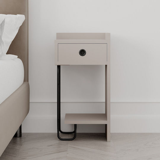Sirius Bedside Table Right Wooden Brown 31.5x29.5x60cm