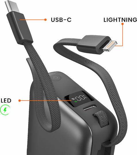 Akashi Baterie Externă 10000mAh 22.5W Cu Port De Ieșire USB-C Power Delivery Gri