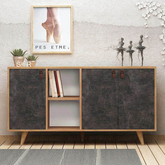 Μπουφές Planky Oak-dark Grey 140x40x86cm