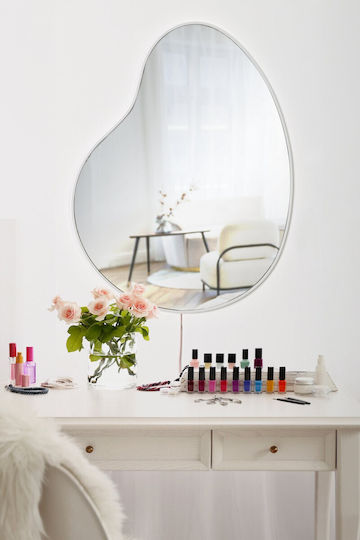 Hanah Home Wall Mirror with Gray Wooden Frame & LED Lighting 60x50cm 1pcs
