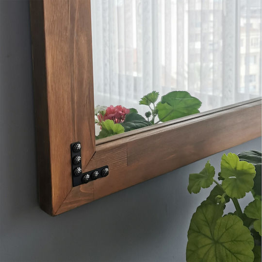Aberto Design Wandspiegel mit Braun Hölzernes Rahmen 110x50cm 1Stück