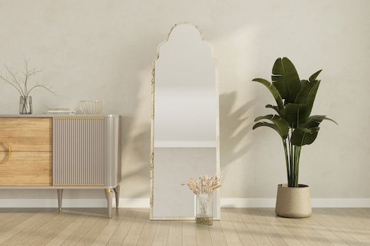 Sahmaran Wall Mirror 116sam1215 50x2.2x160cm Marble Effect Beige Hanah Home MDF