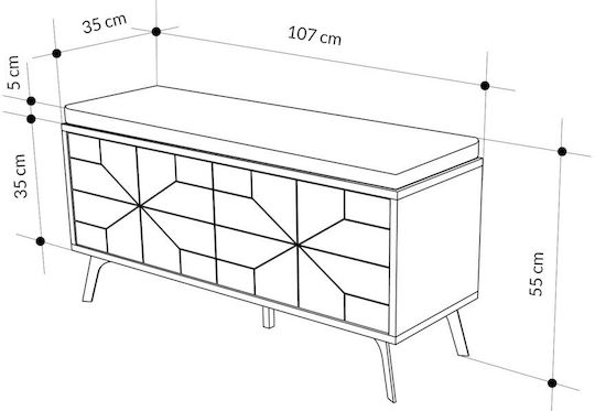 Dune Метален Шкаф за Обувки с Пейка Бял М107xД35xВ55cm
