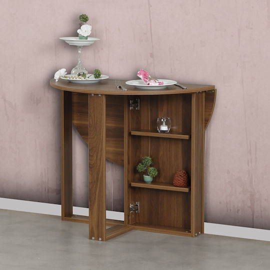 Middle Round Dining Table Wooden Walnut 90x45x77cm