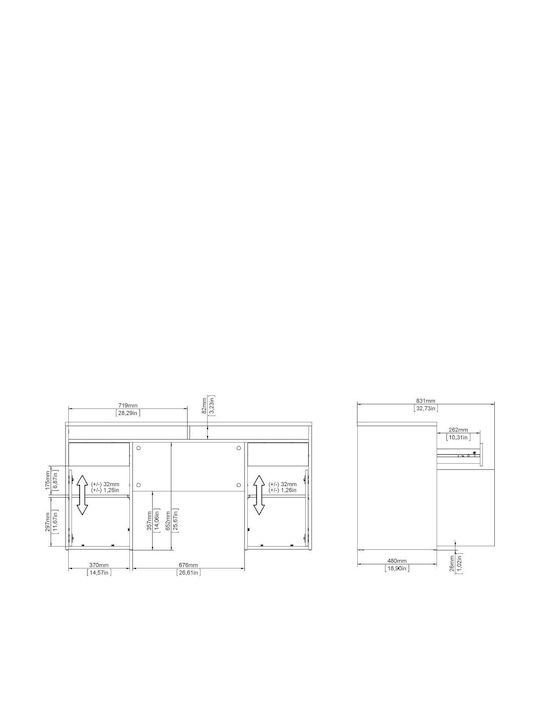 Γραφείο Function Plus Ξύλινο με Βιβλιοθήκη Jackson Hickory 149x48x156.2εκ.