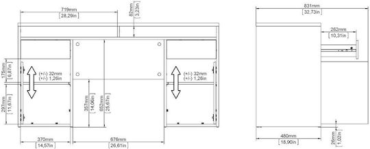 Desk Function Plus Wooden with Bookshelf Jackson Hickory 149x48x156.2cm