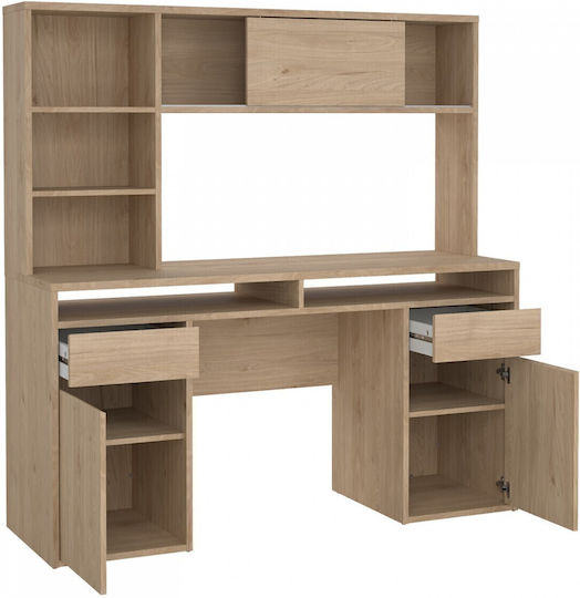 Desk Function Plus Wooden with Bookshelf Jackson Hickory 149x48x156.2cm