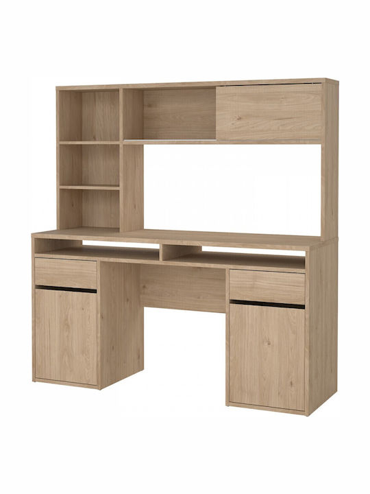 Γραφείο Function Plus Ξύλινο με Βιβλιοθήκη Jackson Hickory 149x48x156.2εκ.
