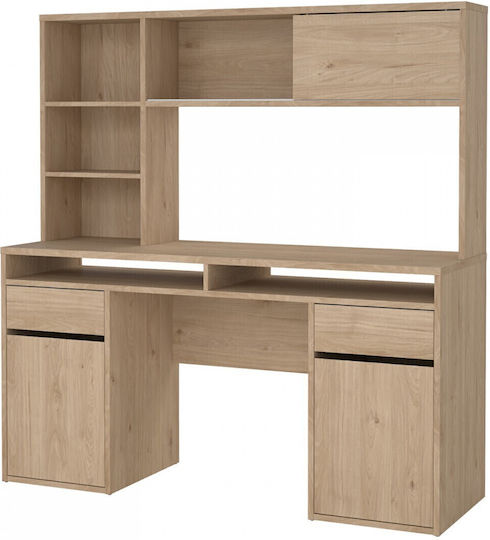 Desk Function Plus Wooden with Bookshelf Jackson Hickory 149x48x156.2cm