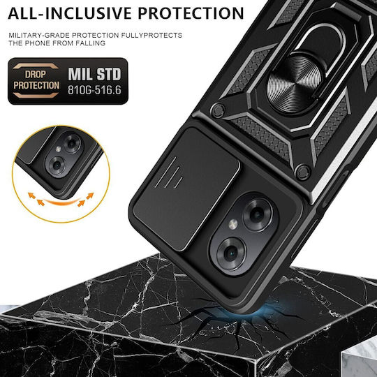 Camshield Back Cover Πλαστικό / Σιλικόνης Μαύρο (Poco M4 5G)