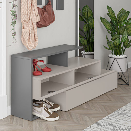 Ramda Mobilier de Intrare cu Dulap pentru Pantofi Light Mocha-anthracite 137x35x154cm