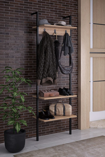 Nina Mobilier de Intrare cu Dulap pentru Pantofi Oak-black 60x26x180cm