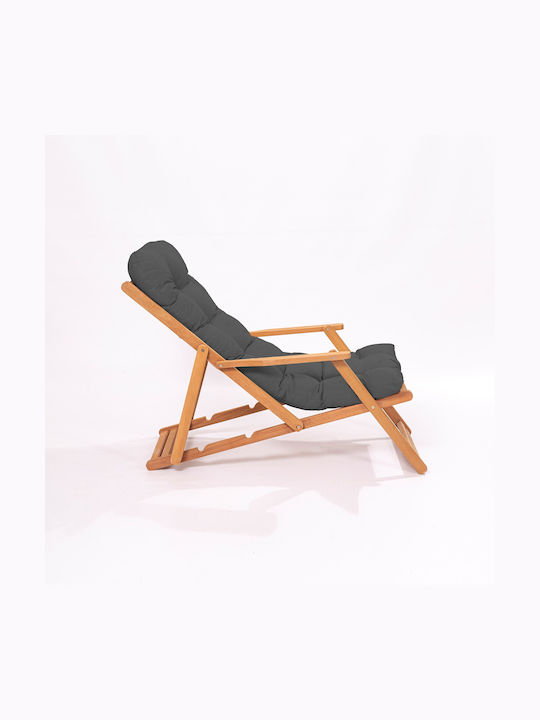 Deckchairs Wooden with Gray Fabric 66x48x110cm