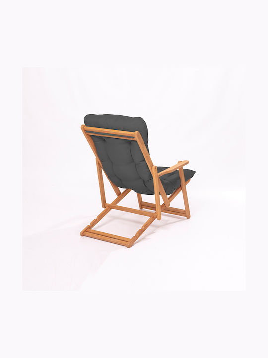 Deckchairs Wooden with Gray Fabric 66x48x110cm