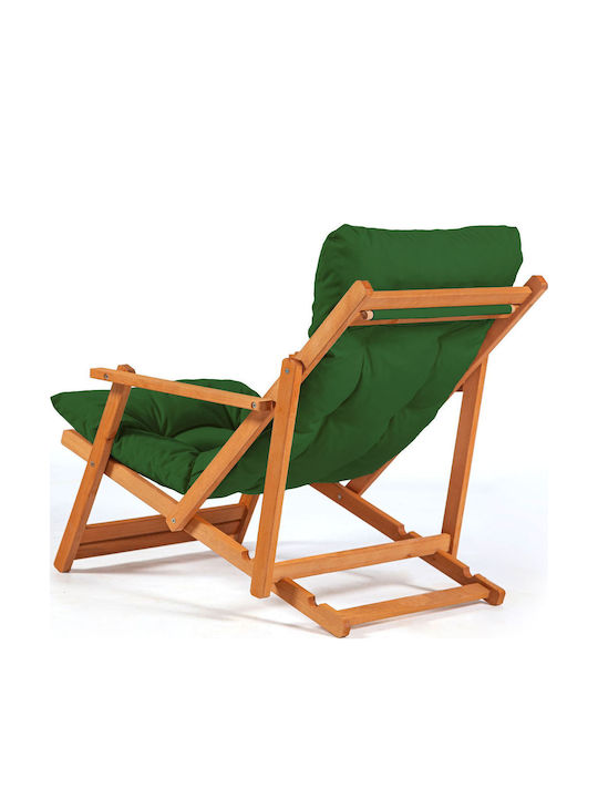 Deckchairs Wooden with Green Fabric 66x48x110cm