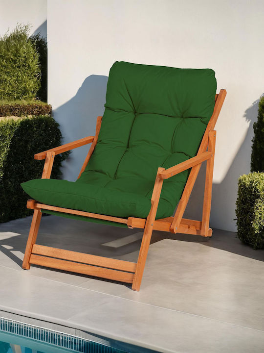 Deckchairs Wooden with Green Fabric 66x48x110cm