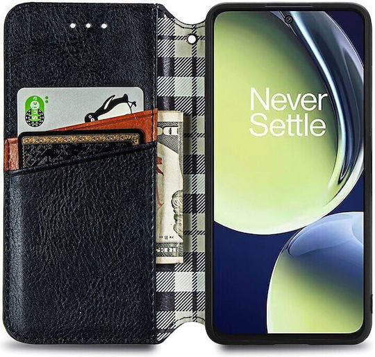 Cubic Grid Book Synthetic Leather Black (OnePlus Nord CE 3)