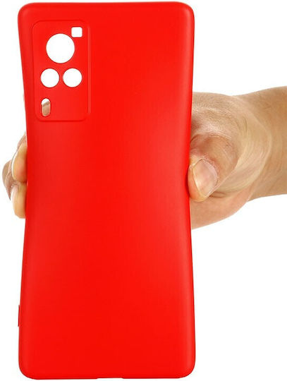 Solid Color Umschlag Rückseite Silikon Rot (Vivo X60 Pro 5G)