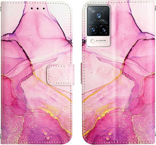 Marble Pattern Wallet Δερματίνης Ροζ (Vivo V21 5G)