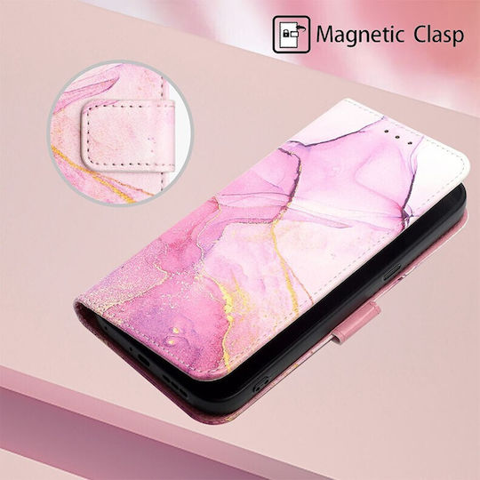 Marble Pattern Wallet Δερματίνης Ροζ (Vivo V21 5G)