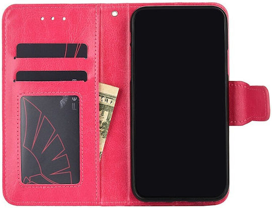 Crystal Texture Wallet Synthetic Leather Fuchsia (Vivo V21 5G)