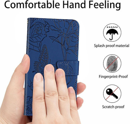 Skin Feel Butterfly Peony Wallet Δερματίνης Μπλε (Vivo V21 5G)