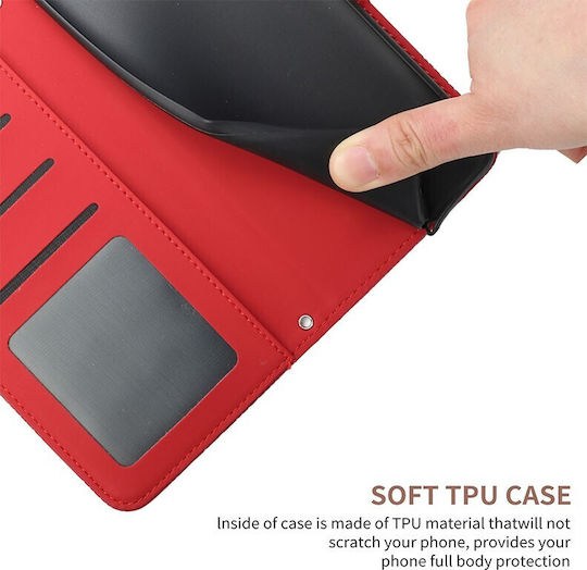 Skin Feel Butterfly Peony Wallet Synthetic Leather Red (Vivo V21 5G)