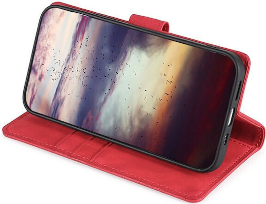 Skin Feel Crocodile Brieftasche Synthetisches Leder Rot (Vivo V21 5G)