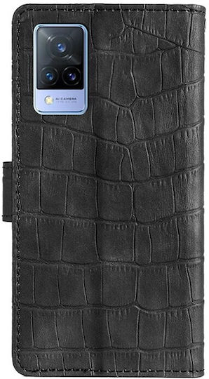 Skin Feel Crocodile Wallet Piele artificială Negru (Vivo V21 5G)