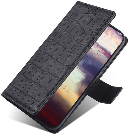 Skin Feel Crocodile Wallet Piele artificială Negru (Vivo V21 5G)