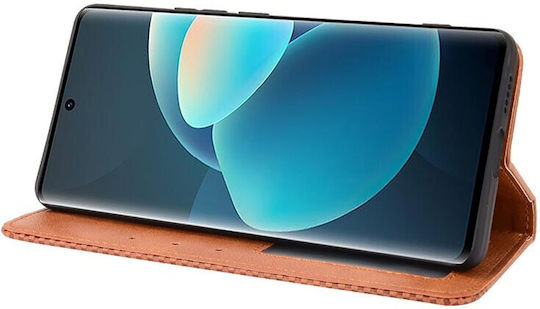 Magnetic Buckle Retro Crazy Horse Texture Book Synthetic Leather Brown (Vivo X60 Pro 5G)