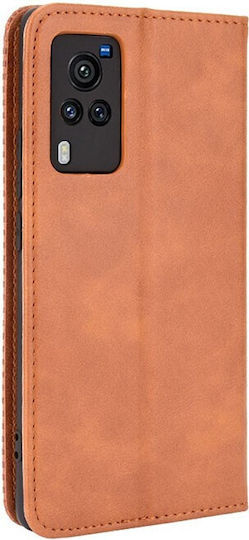Magnetic Buckle Retro Crazy Horse Texture Book Synthetic Leather Brown (Vivo X60 Pro 5G)