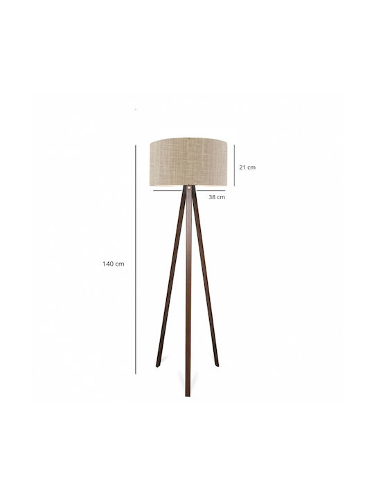 GloboStar Saga Floor Lamp H140xW38cm. with Socket for Bulb E27 Beige