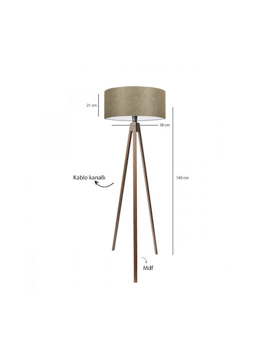 GloboStar Saga Floor Lamp H140xW38cm. with Socket for Bulb E27 Beige