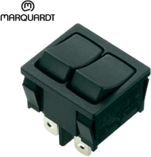 Rocker Switch 2 X On-On Two Single Pole DPST 6 Pin 6A/250VAC Opening 18.6x22x18mm Marquardt 1806.1202