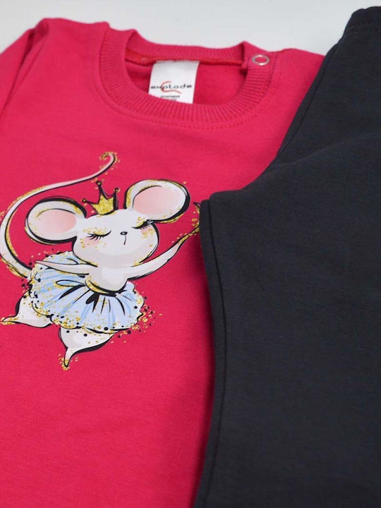 Kids' Set with Leggings Winter 2pcs Fuchsia Mouse Princess